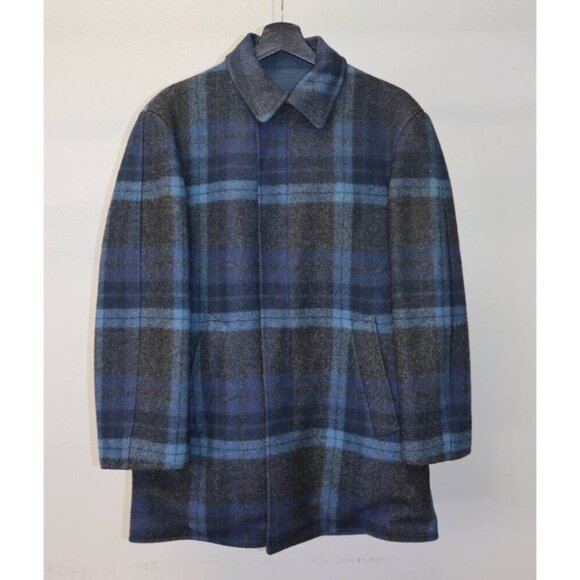 Vintage 50s Pendleton Reversible Wool Jacket Coat Blue Plaid Mackinaw Sz Large
